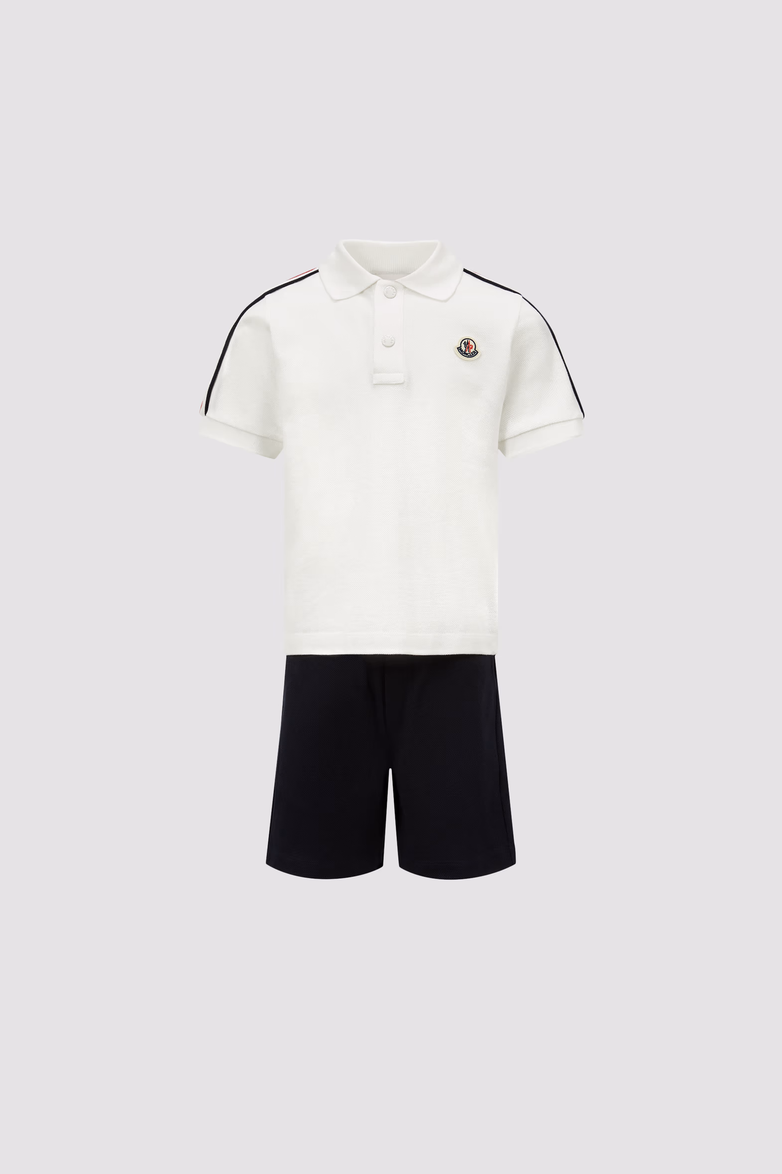 Tricolor-Trimmed Cotton Piquet Set Boy White Moncler 0